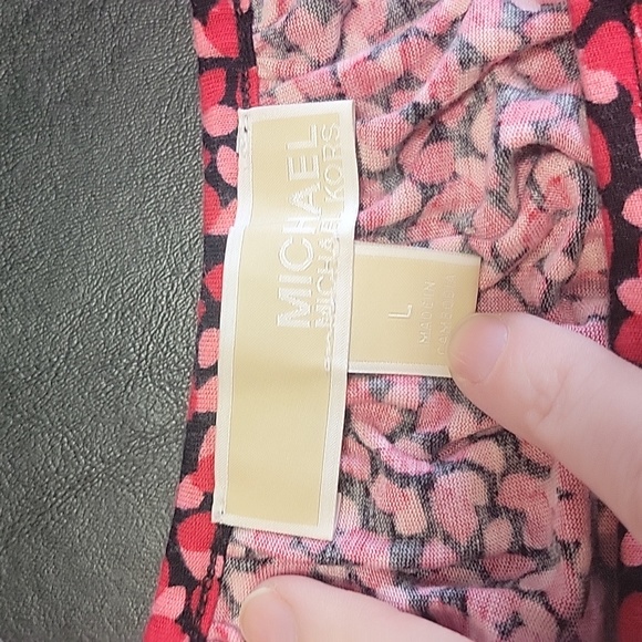 Michael by Michael kors Women's pink and red elbow sleeve patterned top size L - Picture 4 of 8